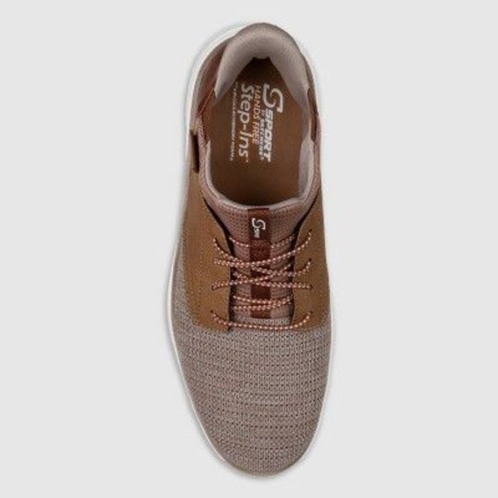 S SPORT BY SKECHERS -  Men's Mesh Leather Slip On Sne Brown - Picture 2 of 3